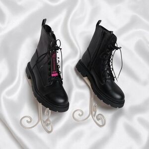 No Boundaries Black Combat/Moto Boots WOMEN'S 8 1/2" W (Wide)